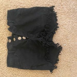 Black denim shorts